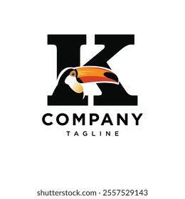 Letter K Toucan Logo Icon Vector