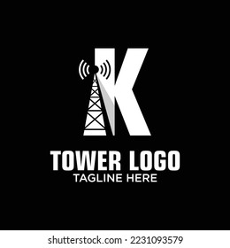 Inspiración de la plantilla de diseño del logotipo de la torre K, Ilustración vectorial.