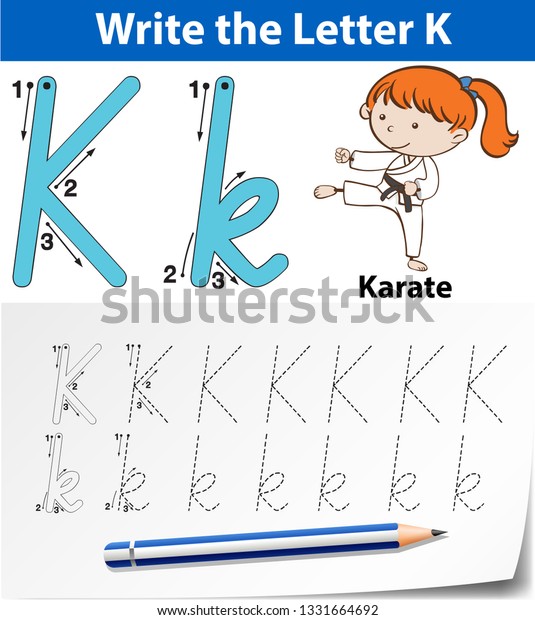 letter k tracing alphabet worksheets illustration stock vector royalty free 1331664692 shutterstock