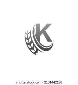 Letter K with trailing wheel icon design template illustration vector