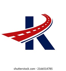 Letter K Transport Logo. K Letter Road Logo Design Transportation Sign Symbol