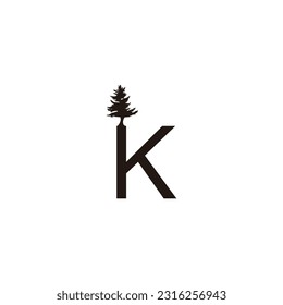 Letter K tree geometric symbol simple logo vector