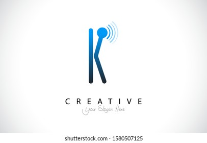 Letter K Trendy Design Logo Concept. Creative Icon Logo with signal Shape Vector Illustration.