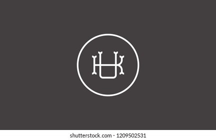 LETTER K AND U LOGO WITH CIRCLE FRAME FOR LOGO DESIGN OR ILLUSTRATION USE