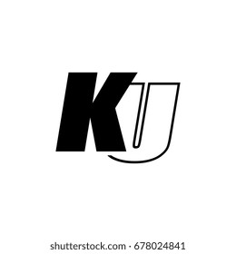 letter K and U logo overlapping black negative