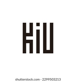 Letter K, i and U square, rectangles geometric symbol simple logo vector