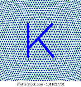 letter K in uppercase with dot effect, blue color for various uses related to teaching and education, editable vector