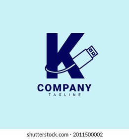 diseño de logotipo de vector profesional y limpio de la letra K usb