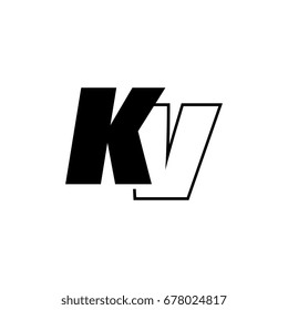 letter K and V logo overlapping black negative