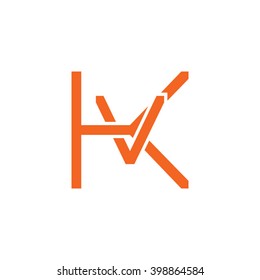 letter K and V monogram logo orange