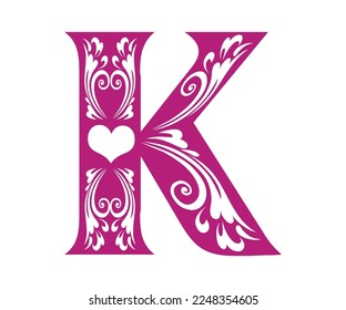 Letter K, Valentine Alphabet Monogram
Sublimation vector design file, for mug, t-shirt, vase, pillow case. etc