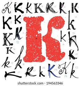 Letter K. Vector alphabet. 