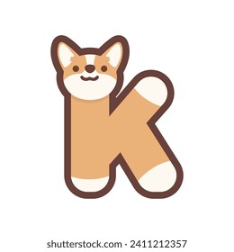 A letter K vector cute corgi dog