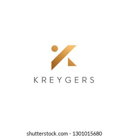 Letter K vector line logo design. Creative minimalism logotype icon symbol