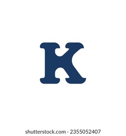 Logo del vector de la letra K de la ilustración del logotipo del símbolo de lujo abstracto. Elegante alfabeto K letras fuente y número. Diseños mínimos de letras clásicas. Tipografía moderna de fuentes y números serif.