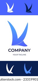 Letter K vector logo design for a company in the form of a check mark