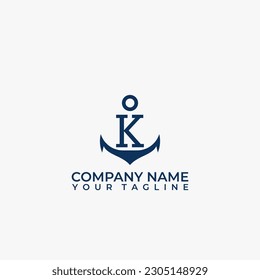 Letter K vector logo integrated in a simple minimalist anchor shape.