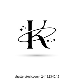 Letter K Vector Logo On Which An Abstract Image Of A Planet