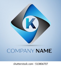 Letter K vector logo symbol in the colorful rhombus. Vector template for your design
