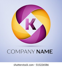 Letter K vector logo symbol in the colorful circle. Vector template for your design