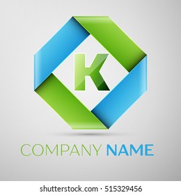 Letter K vector logo symbol in the colorful rhombus. Vector template for your design