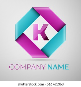 Letter K vector logo symbol in the colorful rhombus. Vector template for your design