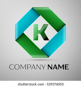 Letter K vector logo symbol in the colorful rhombus. Vector template for your design
