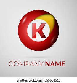 Letter K vector logo symbol in the colorful circle on grey background. Vector template for your design
