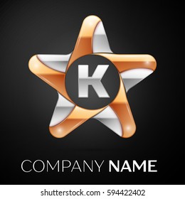 Letter K vector logo symbol in the colorful star on black background. Vector template for your design