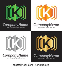 Letter K vector logo template, Colorful Letter K logo