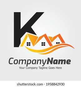 Letter K vector logo template, Colorful Letter K logo, Real Estate, Building and Construction Logo Design Template Vector Icon