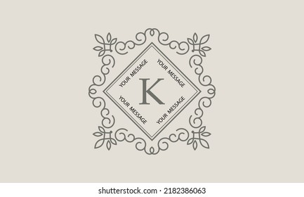Plantilla del logotipo del vector de la letra K (signo, símbolo, emblema, ornamento, monograma)