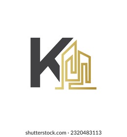 Plantilla de logotipo de vector de letra K, logotipo de letra colorida K, inmobiliario, logotipo de construcción y diseño de la plantilla de vectores