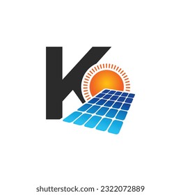 Letter K vector logo template, Colorful Letter K logo, Solar power logo design,  Solar panel logo, Renewable energy, Solar energy brand