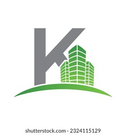 Plantilla de logotipo de vector de letra K, logotipo de letra colorida K, inmobiliario, logotipo de construcción y diseño de la plantilla de vectores