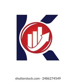 Plantilla del logotipo del Vector de la letra K, logotipo colorido de la letra K, logotipo de la compañía financiera, icono del Vector de la Plantilla del diseño del logotipo de los asesores del instituto financiero