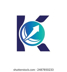 Plantilla del logotipo del Vector de la letra K, logotipo colorido de la letra K, logotipo de la compañía financiera, icono del Vector de la Plantilla del diseño del logotipo de los asesores del instituto financiero