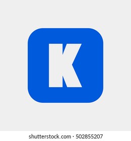 Letter K vector, logo. Useful as branding symbol, corporate identity, alphabet element, square app icon, clip art and illustration.