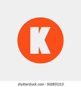 Letter K vector, logo. Useful as branding symbol, corporate identity, alphabet element, circle app icon, clip art and illustration.