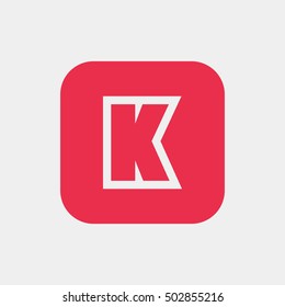 Letter K vector, logo. Useful as branding symbol, corporate identity, alphabet element, square app icon, clip art and illustration.