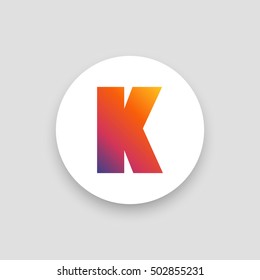 Letter K vector, logo. Useful as branding symbol, corporate identity, alphabet element, circle app icon, clip art and illustration.