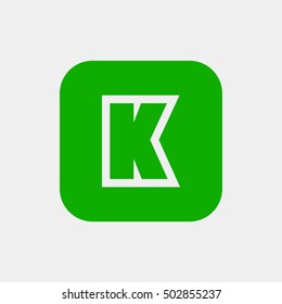 Letter K vector, logo. Useful as branding symbol, corporate identity, alphabet element, square app icon, clip art and illustration.