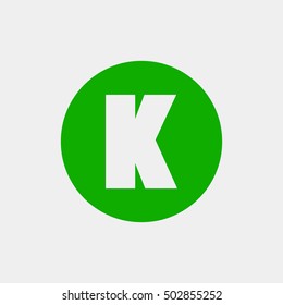 Letter K vector, logo. Useful as branding symbol, corporate identity, alphabet element, circle app icon, clip art and illustration.