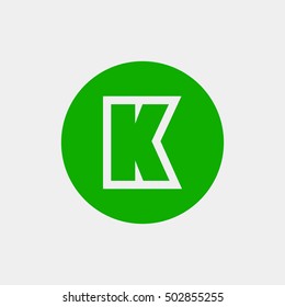Letter K vector, logo. Useful as branding symbol, corporate identity, alphabet element, circle app icon, clip art and illustration.