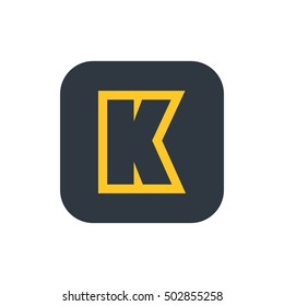 Letter K vector, logo. Useful as branding symbol, corporate identity, alphabet element, square app icon, clip art and illustration.