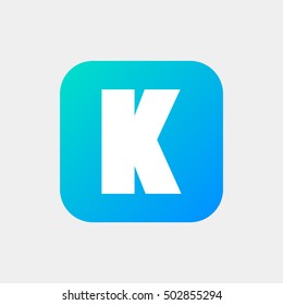 Letter K vector, logo. Useful as branding symbol, corporate identity, alphabet element, square app icon, clip art and illustration.