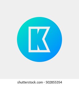 Letter K vector, logo. Useful as branding symbol, corporate identity, alphabet element, circle app icon, clip art and illustration.