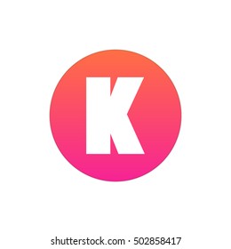 Letter K vector, logo. Useful as branding symbol, corporate identity, alphabet element, circle app icon, clip art and illustration.