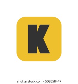 Letter K vector, logo. Useful as branding symbol, corporate identity, alphabet element, square app icon, clip art and illustration.