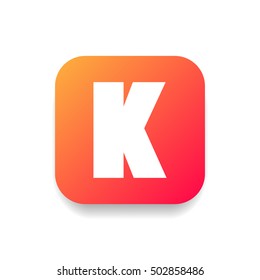 Letter K vector, logo. Useful as branding symbol, corporate identity, alphabet element, square app icon, clip art and illustration.